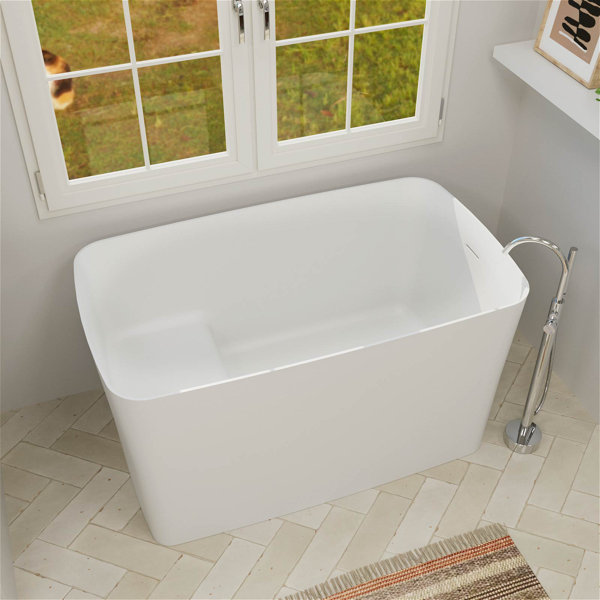 Givingtree 47'' x 28'' Freestanding Solid Surface Soaking Bathtub with